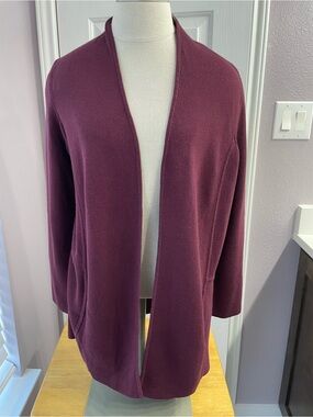 Talbots NWT Open-Front Burgundy Cotton Blend Cardigan Size Petite XL (XP)
